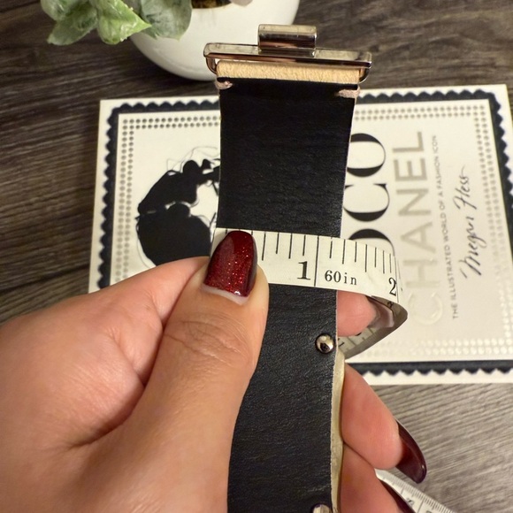 CHANEL Large Silver Crystal CC Leather Bracelet - Picture 8 of 11